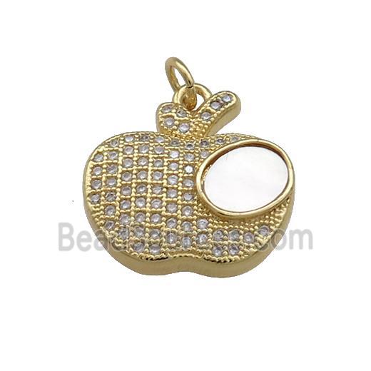 Copper Apple Pendant Pave Shell Zircon 18K Gold Plated