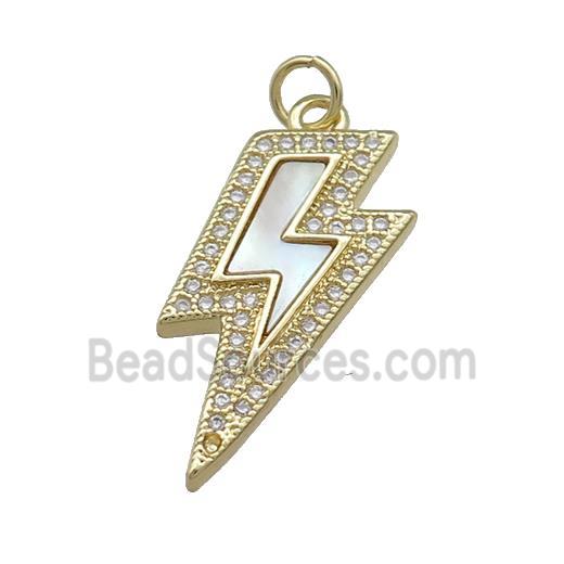 Copper Lightning Pendant Pave Shell Zircon 18K Gold Plated