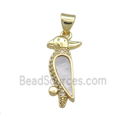 Copper Birds Pendant Pave Shell Zircon 18K Gold Plated