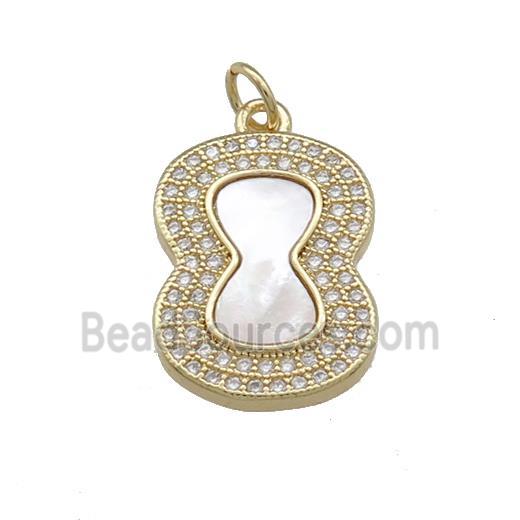 Copper Pendant Pave Shell Zircon Number8 18K Gold Plated