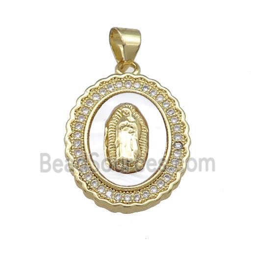 Copper Jesus Pendant Pave Shell Zircon Religious 18K Gold Plated