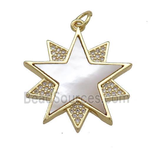 Copper Star Pendant Pave Shell Zircon 18K Gold Plated