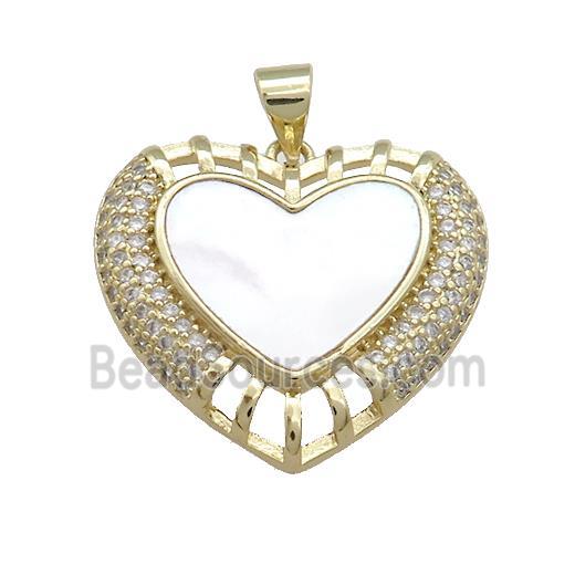 Copper Heart Pendant Pave Shell Zircon 18K Gold Plated