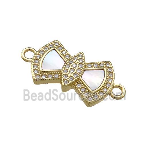 Copper Connector Pave Shell Zircon 18K Gold Plated