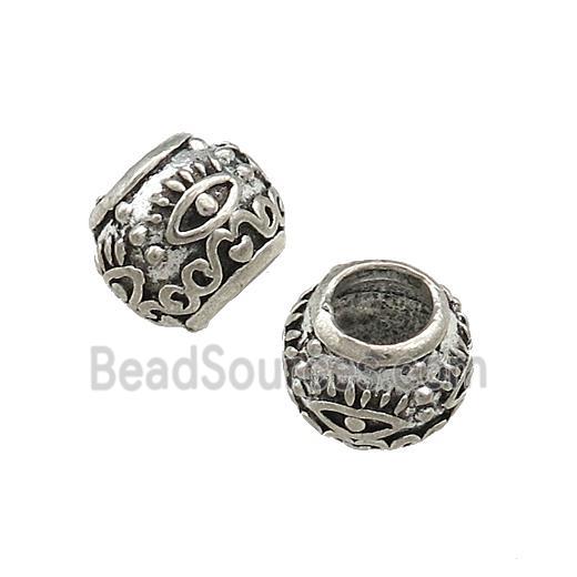 Tibetan Style Copper Round Beads Evil Eye Large Hole Antique Silver