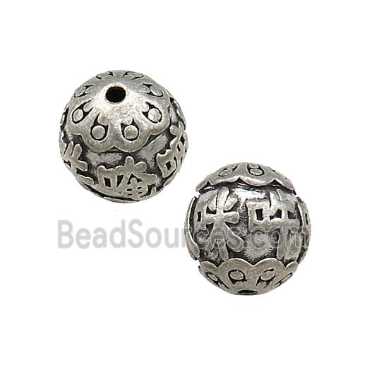 Tibetan Style Copper Round Beads Buddhist OHM Antique Silver