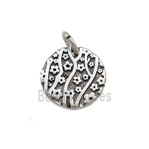 Tibetan Style Copper Circle Pendant Flower Of Life Antique Silver