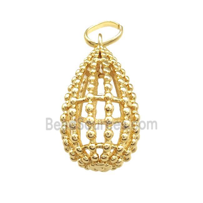 Copper Cage Pendant Hollow 18K Gold Plated