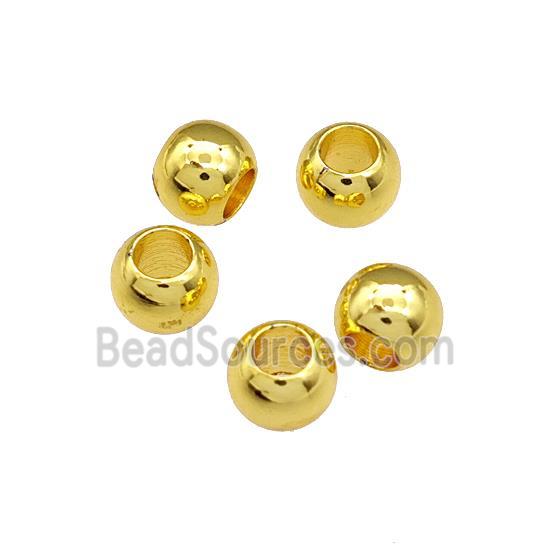 Copper Round Beads Large Hole Gold Plated Smooth