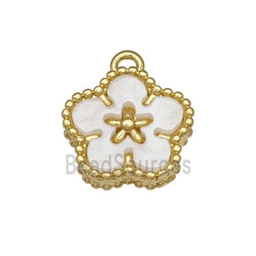 Copper Flower Pendant Pave Resin Gold Plated