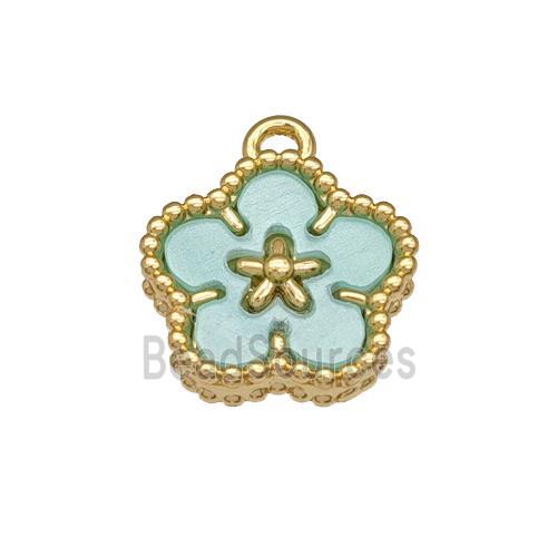 Copper Flower Pendant Pave Resin Gold Plated