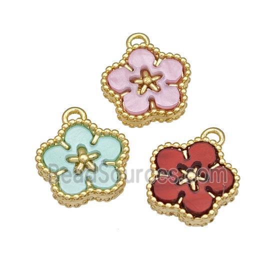 Copper Flower Pendant Pave Resin Gold Plated Mixed