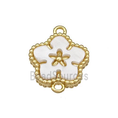 Copper Flower Connector Pave Resin Gold Plated