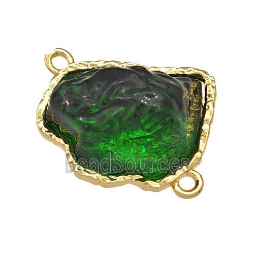 Copper Connector Pave Acrylic Green Mountain Gold Plated