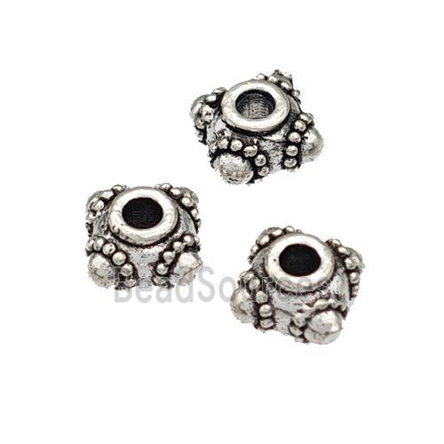 Tibetan Style Copper Beads Square Antique Silver