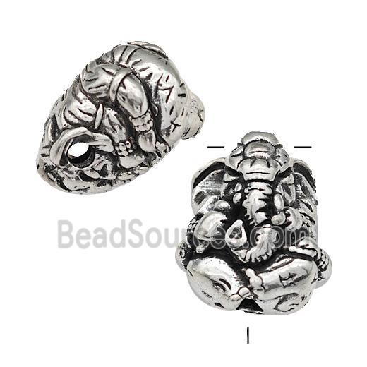 Tibetan Style Copper Elephant Guru Beads Antique Silver