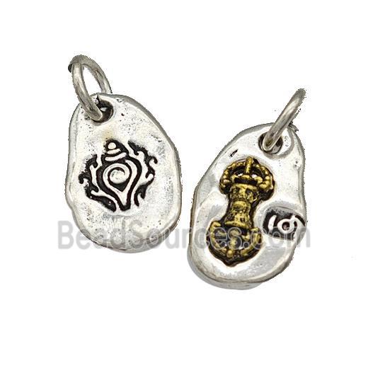 Vajra Pestle Charms Tibetan Style Copper Slice Pendant Antique Silver Bronze