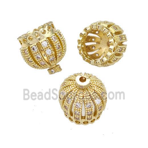 Copper Tassel Bails Pave Zircon Large Hole Gold Plated