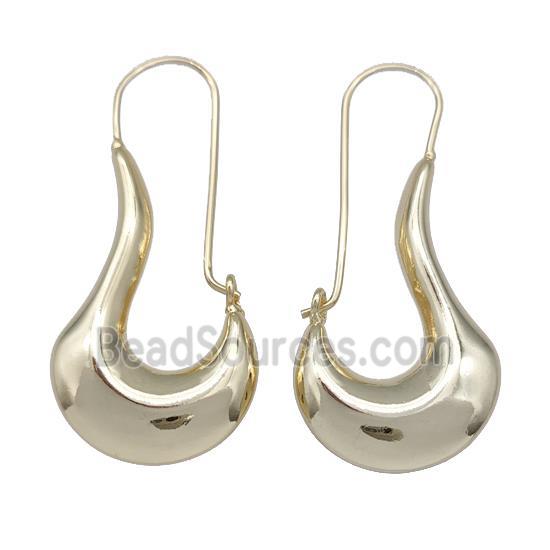 Copper Hook Earrings Hollow 18K Gold Plated