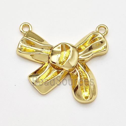 Copper Bow Pendant 2loops Gold Plated