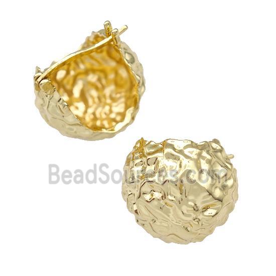 Copper Latchback Earrings Hollow Hammered Gold Plated