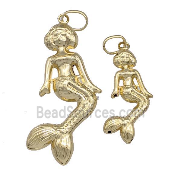 Copper Mermaid Charms Pendant Gold Plated