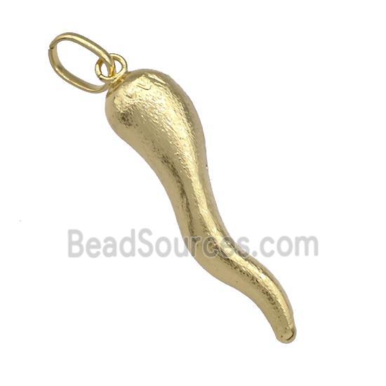 Copper Capsicum Chili Pendant Brushed Gold Plated