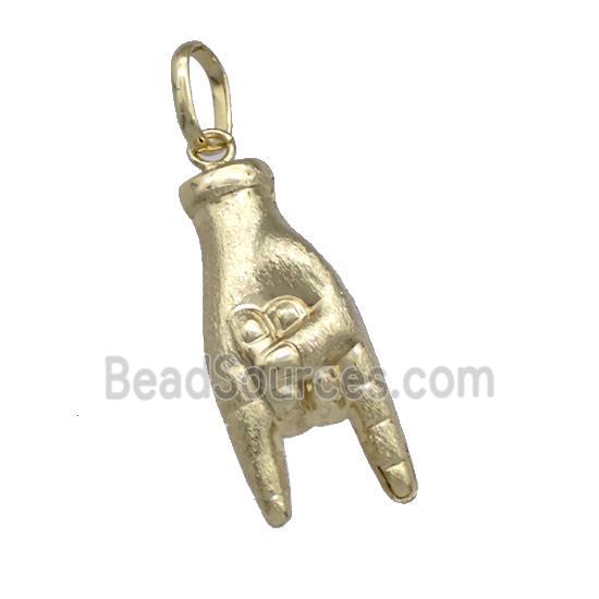 Copper Hand Sign Pendant Brushed Gold Plated