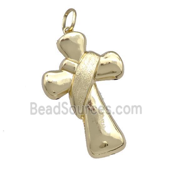 Copper Cross Pendant Brushed Gold Plated