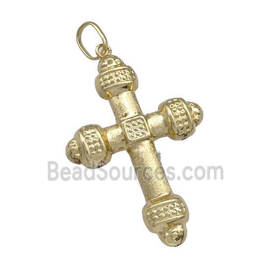 Copper Cross Pendant Brushed Gold Plated