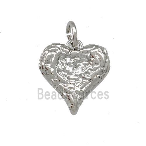 Copper Heart Pendant Hammered Platinum Plated