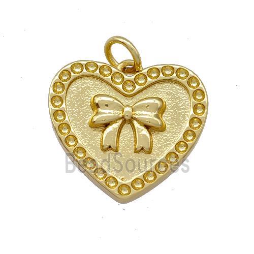 Copper Heart Pendant Pave Zircon Bow Gold Plated