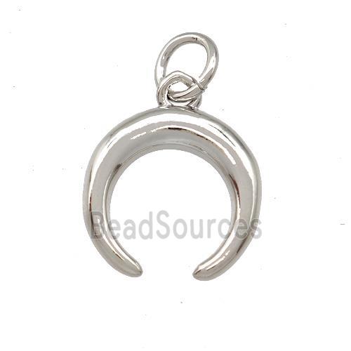 Copper Crescent Pendant Platinum Plated