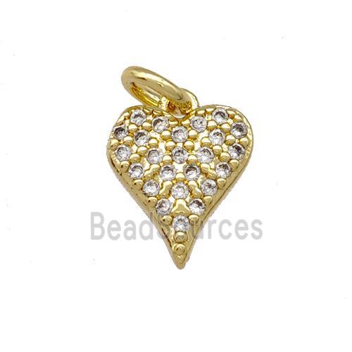 Copper Heart Pendant Micro Pave Zirconia Gold Plated