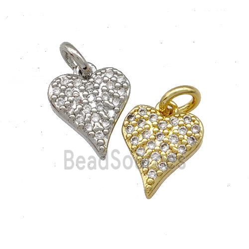 Copper Heart Pendant Micro Pave Zirconia Mixed