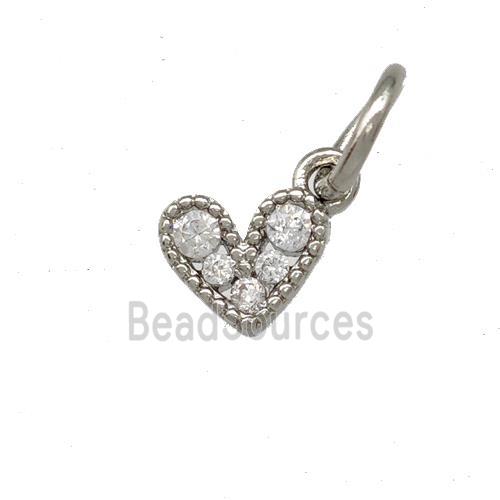 Copper Heart Pendant Pave Zirconia Platinum Plated