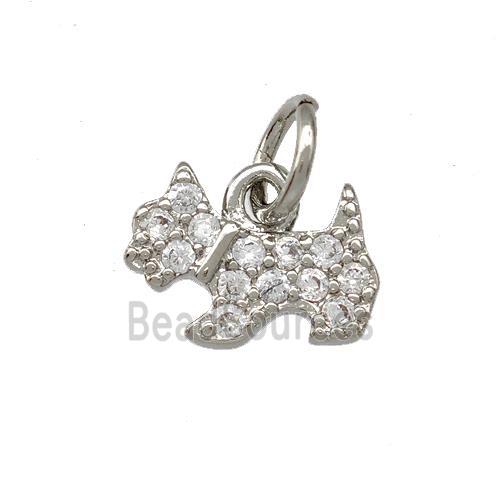 Copper Cat Charms Pendant Pave Zirconia Platinum Plated