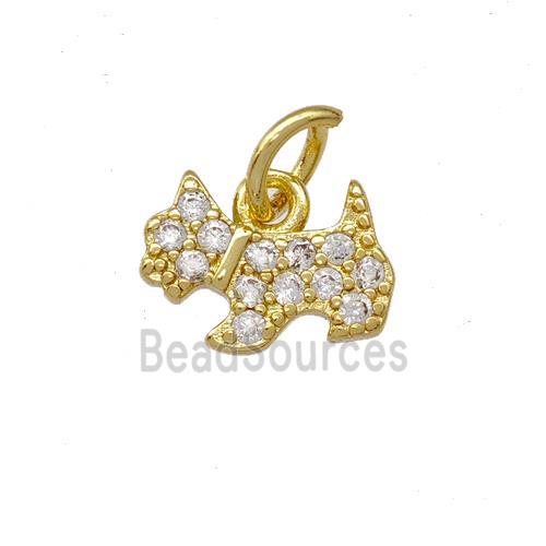 Copper Cat Charms Pendant Pave Zirconia Gold Plated