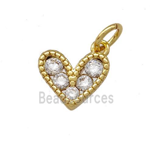 Copper Heart Pendant Pave Zirconia Gold Plated