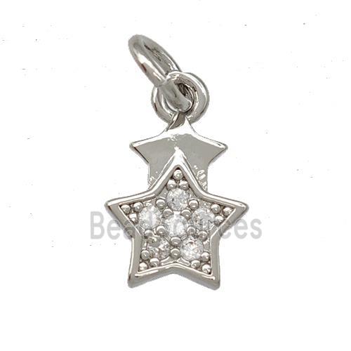 Copper Star Pendant Pave Zirconia Platinum Plated