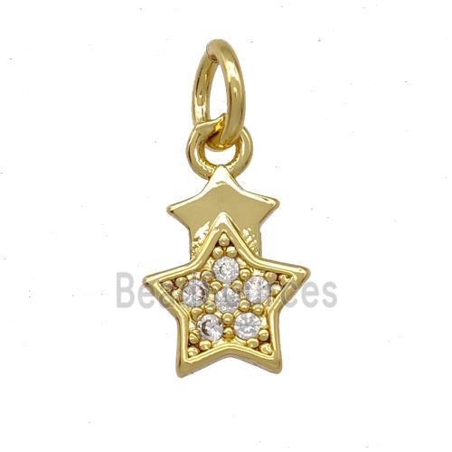 Copper Star Pendant Pave Zirconia Gold Plated