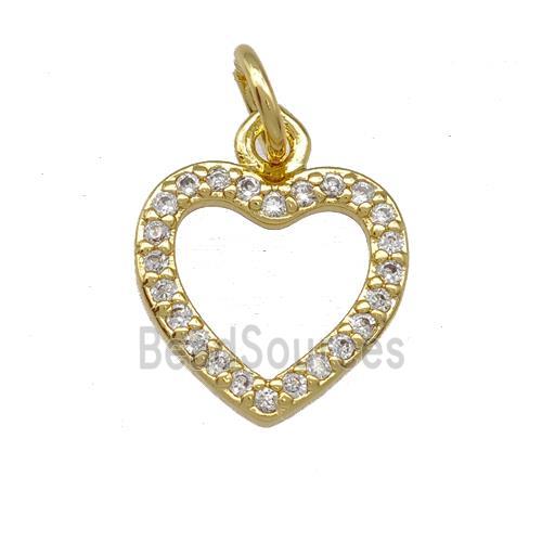 Copper Heart Pendant Pave Zirconia Gold Plated