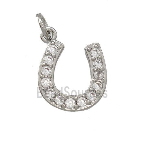 Copper Horseshoes Pendant Pave Zirconia Platinum Plated