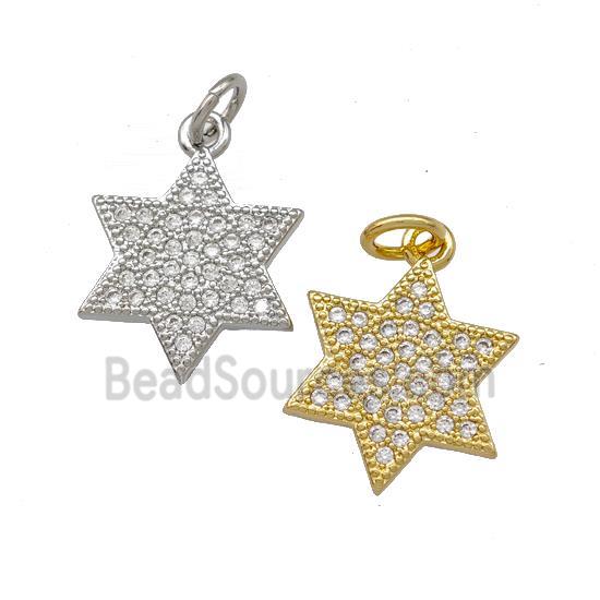 Copper David Star Pendant Pave Zirconia Mixed