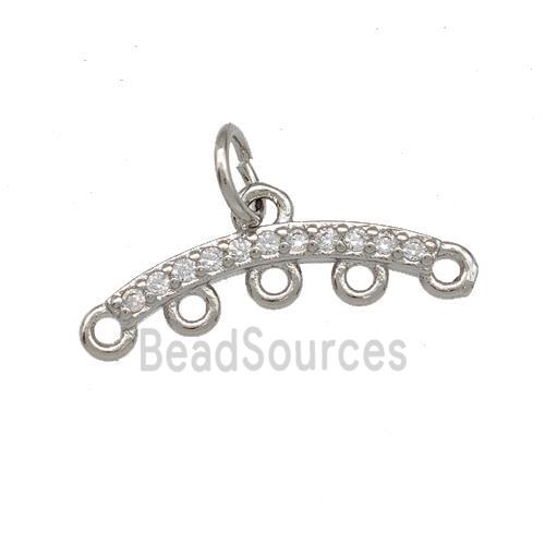 Copper End Bar Pendant Terminals Pave Zirconia Platinum Plated