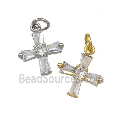 Copper Cross Pendant Pave Zirconia Mixed