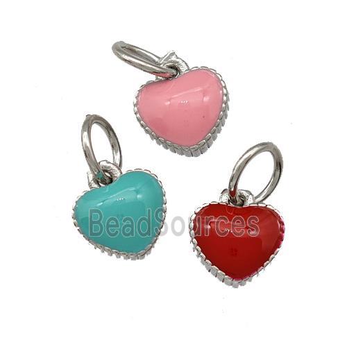 Copper Heart Pendant Enamel Platinum Plated Mixed Color