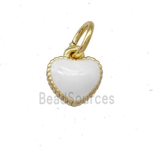 Copper Heart Pendant White Enamel Gold Plated