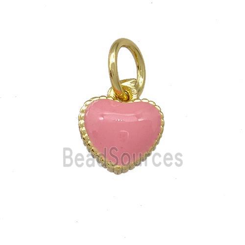 Copper Heart Pendant Pink Enamel Gold Plated