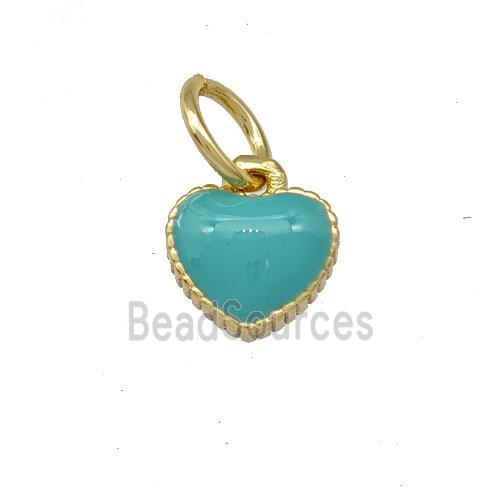 Copper Heart Pendant Teal Enamel Gold Plated